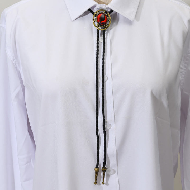 Bolo-Krawatte mit gotischem Rabenmuster im Western-Stil. - image 1