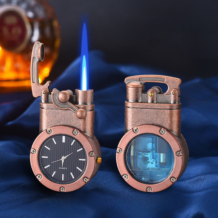 Retro-Butanfeuerzeug mit Kipphebel, aufblasbarem Uhrwerk - Rotbronze - image 10