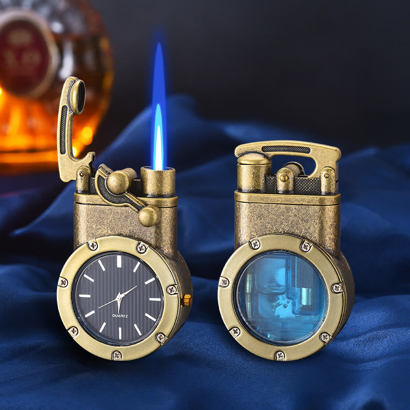 Retro-Butanfeuerzeug mit Kipphebel, aufblasbarem Uhrwerk - Antike Bronze - image 11