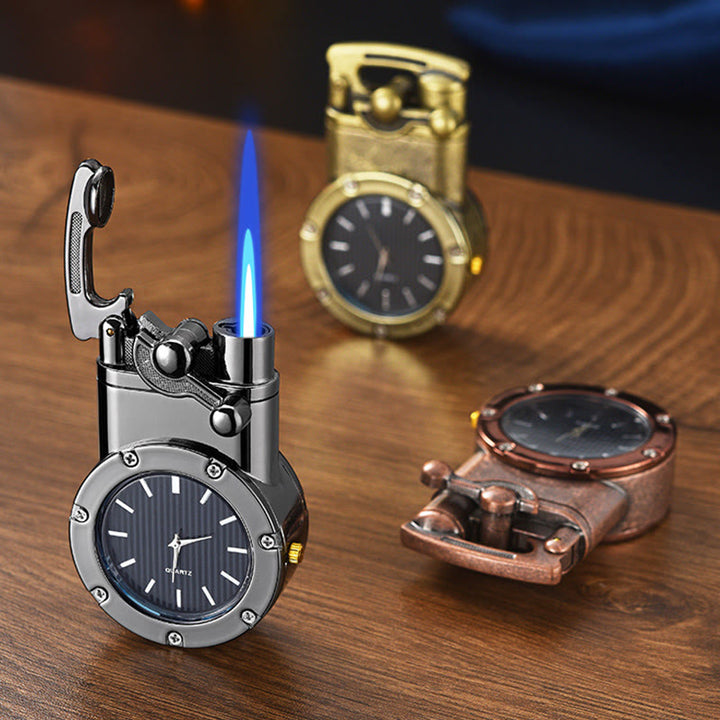 Retro-Butanfeuerzeug mit Kipphebel, aufblasbarem Uhrwerk - image 0