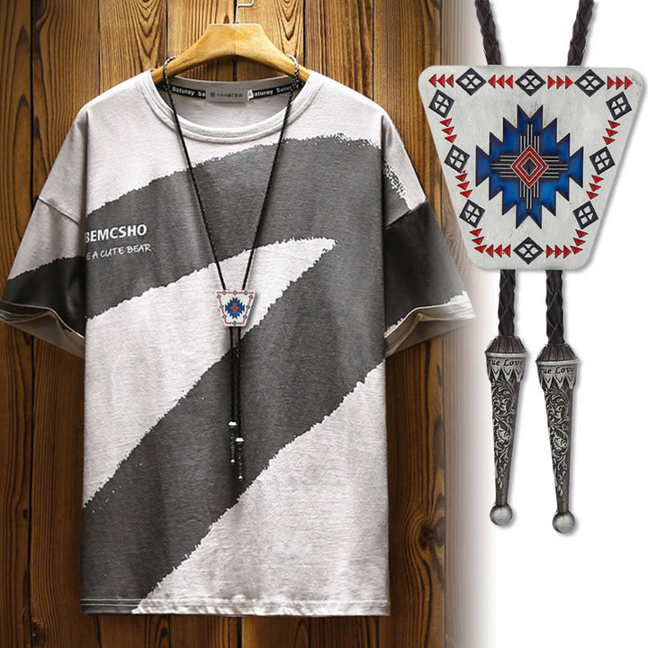 Bolo-Krawatte mit geometrischem Dreiecksmuster aus Metall im Südwest-Stil - image 1