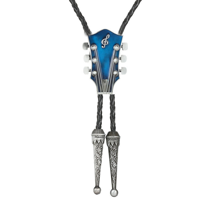Bolo-Krawatte im Retro-Stil mit Gitarrenform und Metallrahmen. - Blau - image 4