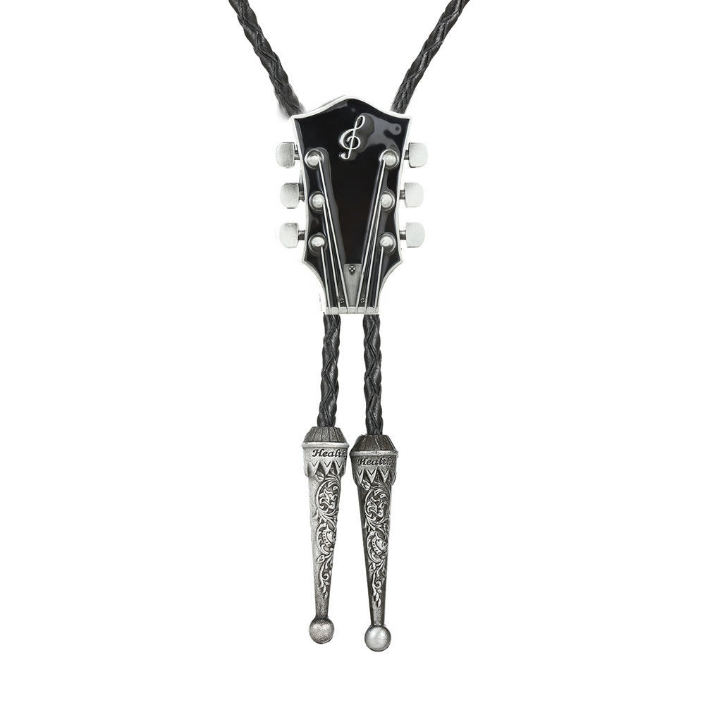 Bolo-Krawatte im Retro-Stil mit Gitarrenform und Metallrahmen. - Schwarz - image 5
