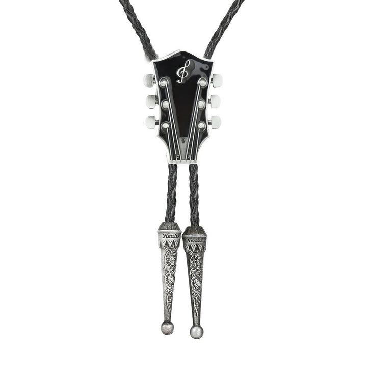 Bolo-Krawatte im Retro-Stil mit Gitarrenform und Metallrahmen. - Schwarz - image 5