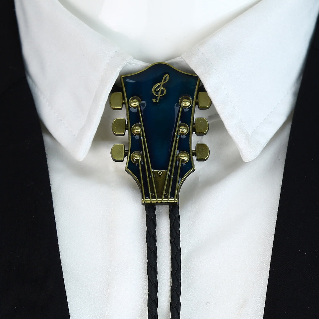 Bolo-Krawatte im Retro-Stil mit Gitarrenform und Metallrahmen. - image 2