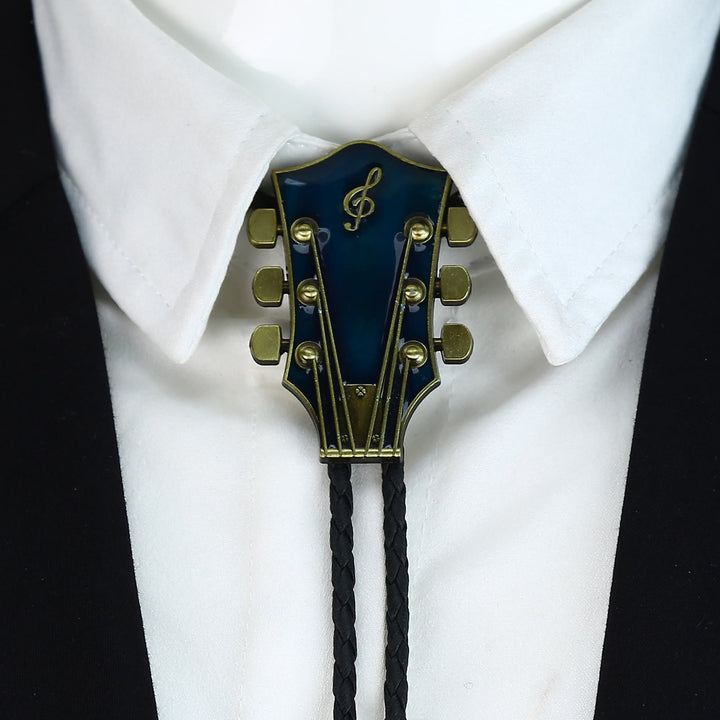 Bolo-Krawatte im Retro-Stil mit Gitarrenform und Metallrahmen. - image 2