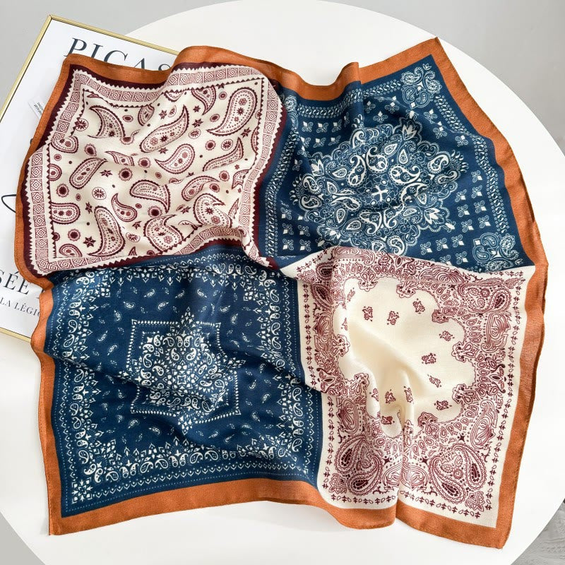 Retro-Einstecktuch mit kontrastierendem Cashew-Muster und Blumenschnalle - image 2
