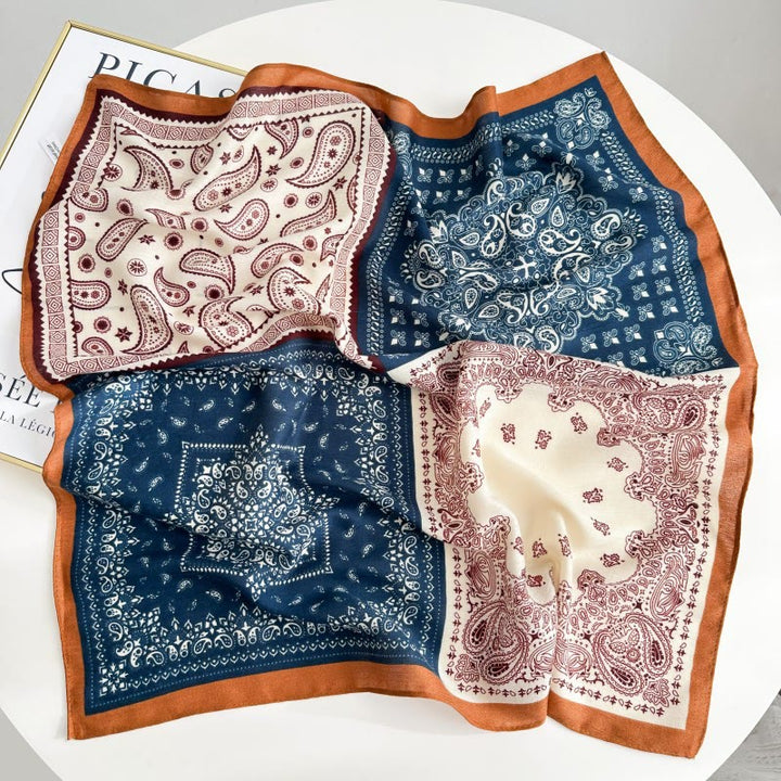 Retro-Einstecktuch mit kontrastierendem Cashew-Muster und Blumenschnalle - image 2