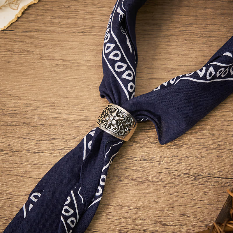 Vintage Einstecktuch mit Paisley-Cashew-Print und silberner Sternschnalle - Stil Nr. 1 - image 0