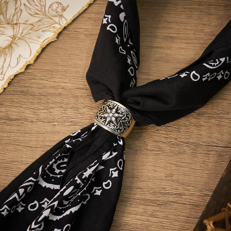 Vintage Einstecktuch mit Paisley-Cashew-Print und silberner Sternschnalle - Stil Nr. 2 - image 2