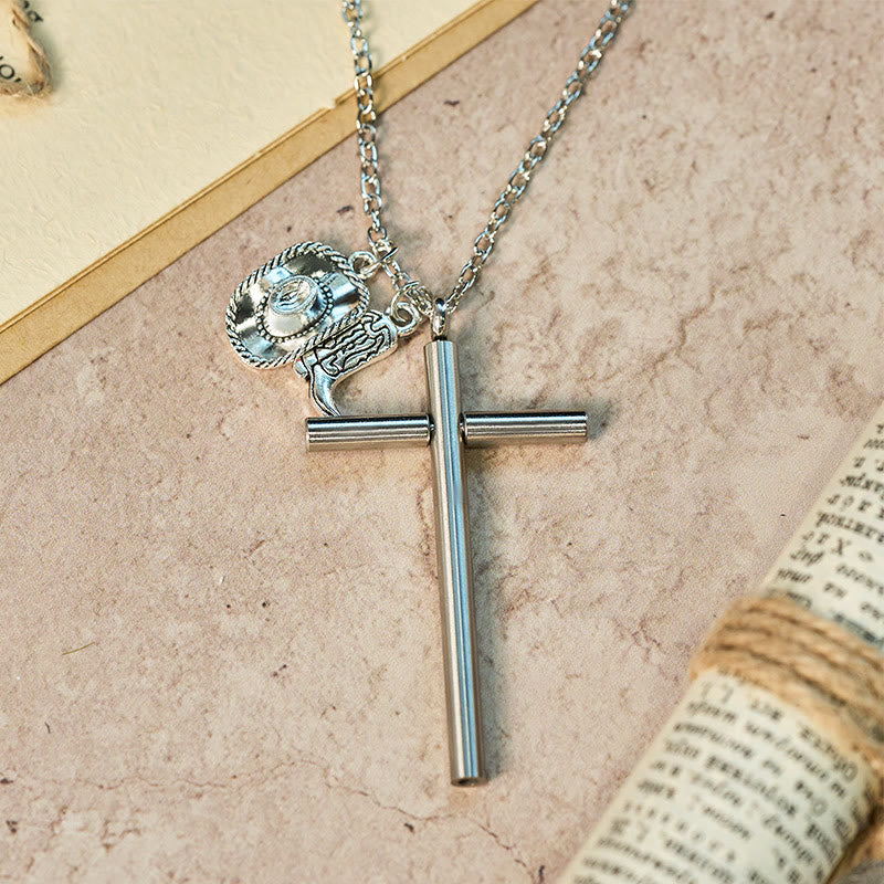 EDC-Werkzeug Kreuz Selbstverteidigungsnadel & Silberanhänger-Halskette - Silber - image 0