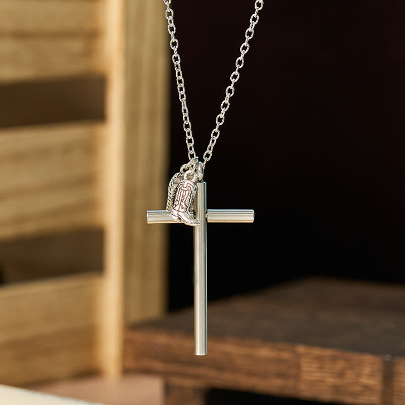 EDC-Werkzeug Kreuz Selbstverteidigungsnadel & Silberanhänger-Halskette - image 3