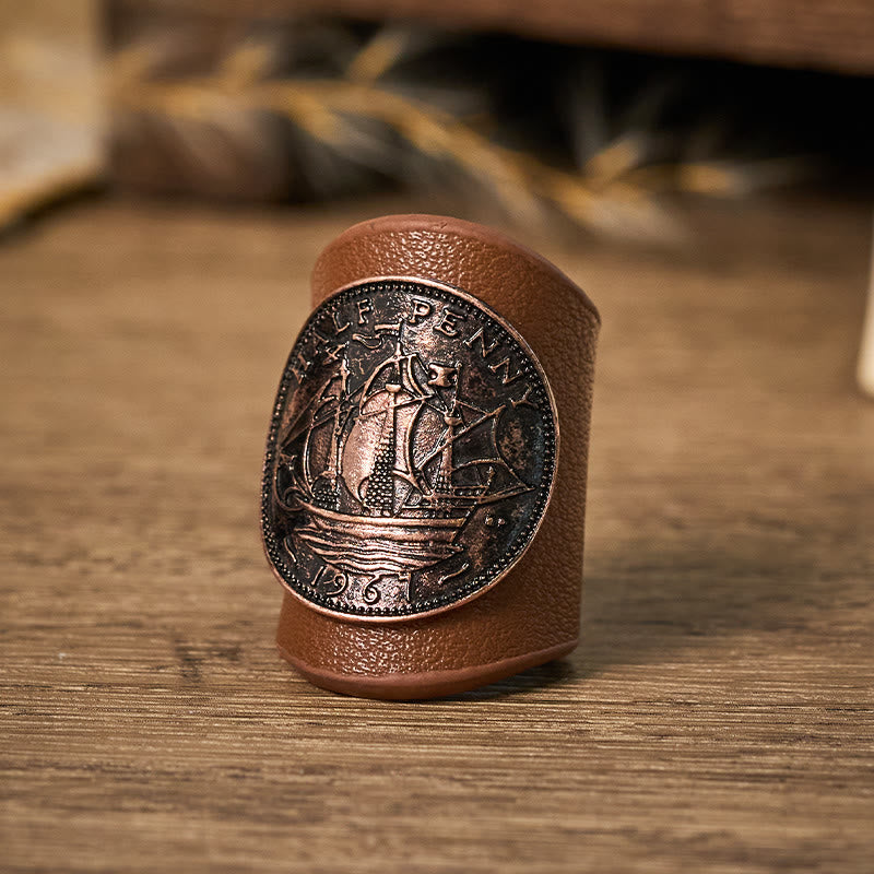 Einstecktuch mit Paisley-Cashew-Muster und brauner Segelboot-Schnalle - image 1