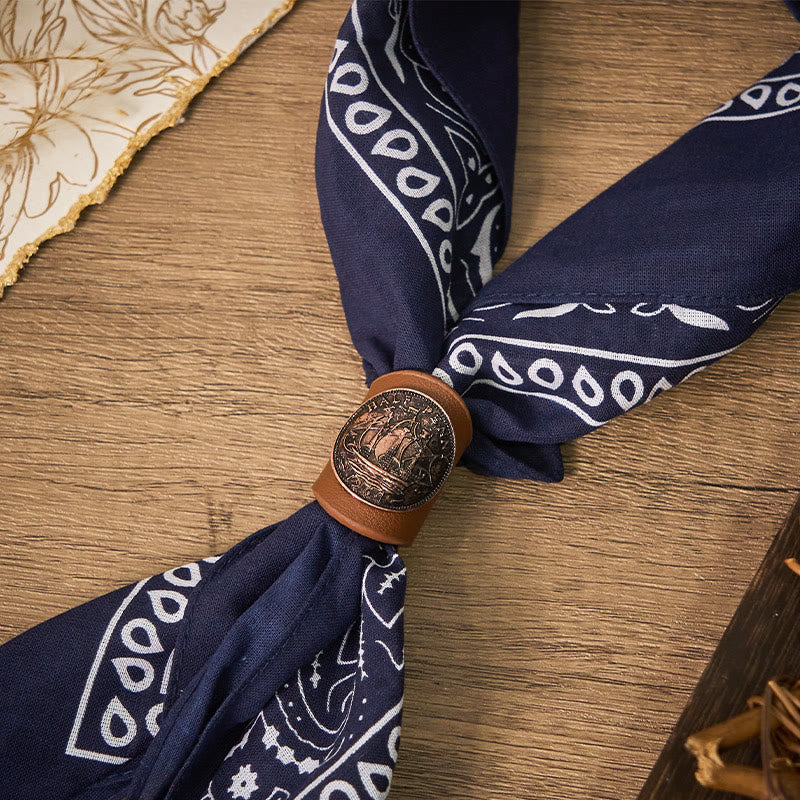 Einstecktuch mit Paisley-Cashew-Muster und brauner Segelboot-Schnalle - Stil Nr. 1 - image 0