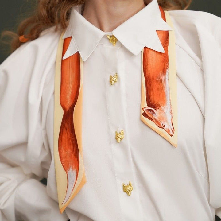 Fuchs-Ölgemälde-Stil-Druck, schmale Krawatte - Orange - image 0