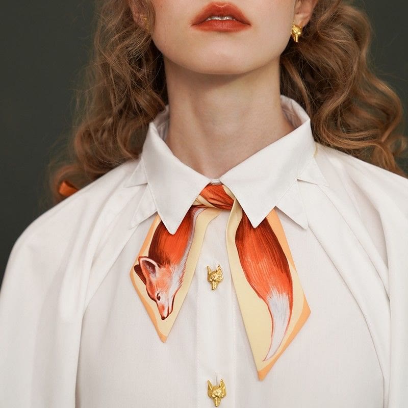Fuchs-Ölgemälde-Stil-Druck, schmale Krawatte - image 1