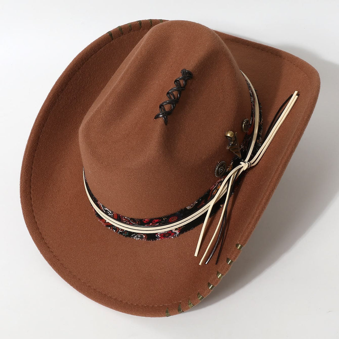 Cowboyhut im Westernstil mit ausgefranstem Rand und Federakzenten - image 7