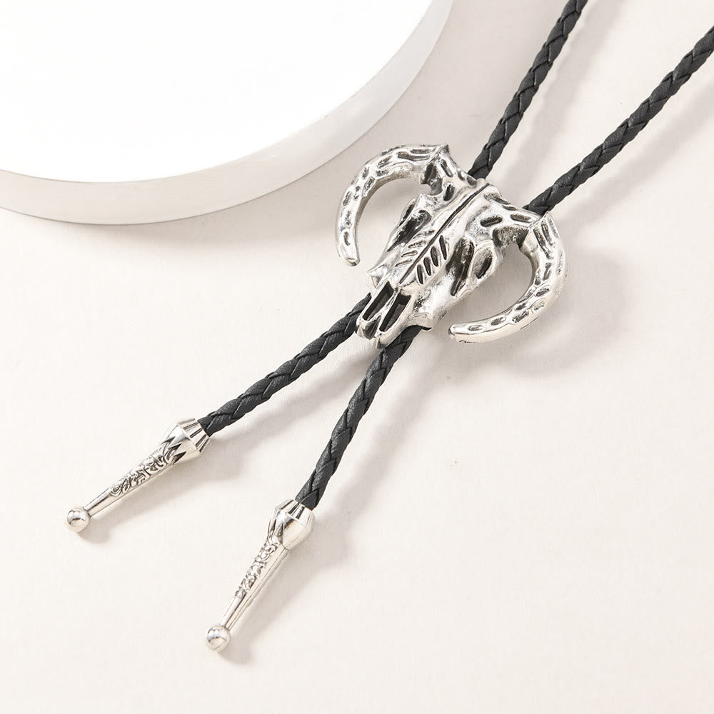 Bolokrawatte aus Metall mit südwestlichem Steer-Schädel - Silber - image 0