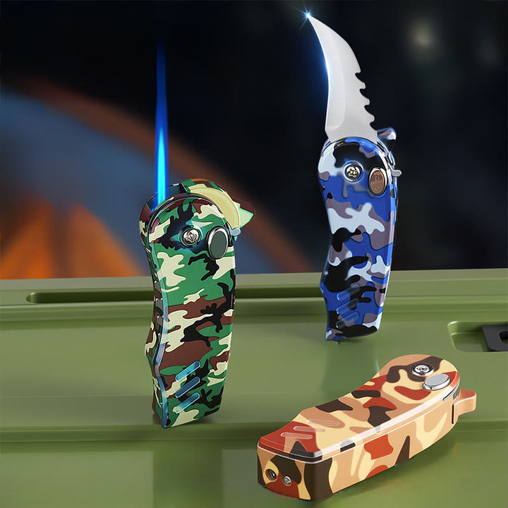 2-in-1 EDC-Werkzeug Klappmesser aus Legierung Butanfeuerzeug - image 4