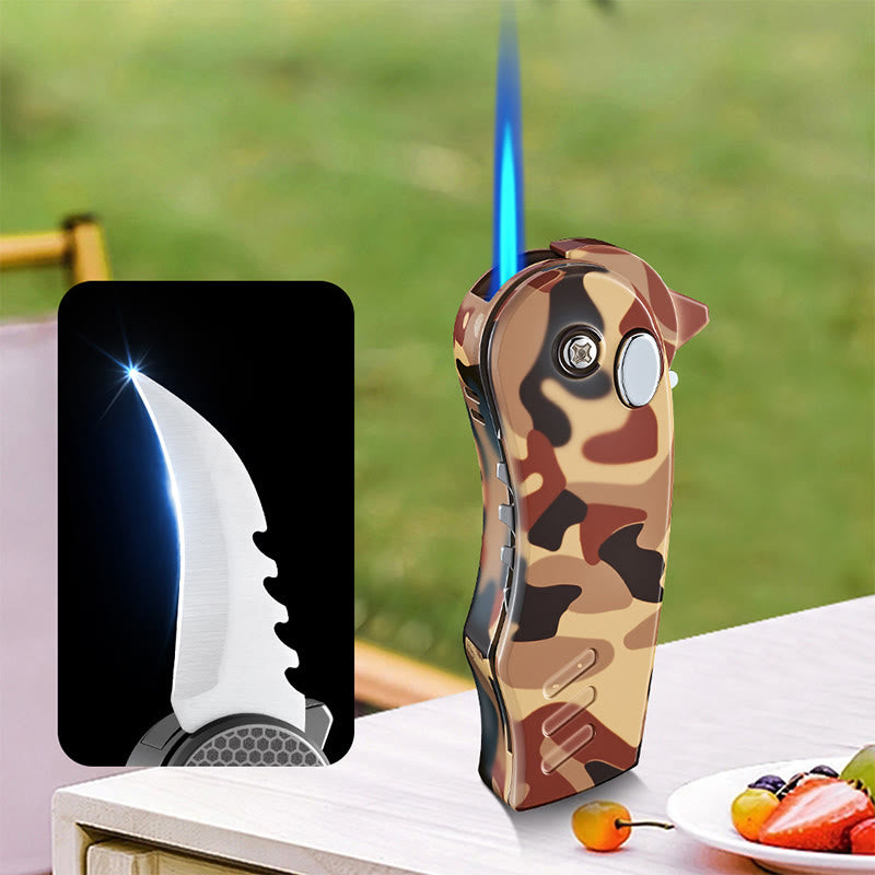 2-in-1 EDC-Werkzeug Klappmesser aus Legierung Butanfeuerzeug - Braun - image 9