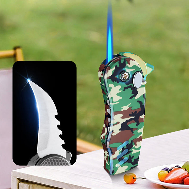 2-in-1 EDC-Werkzeug Klappmesser aus Legierung Butanfeuerzeug - Grün - image 7