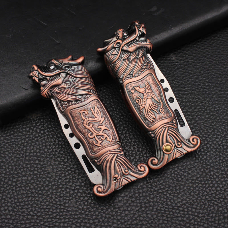 Antikes windfestes Butanfeuerzeug mit Drachenkopf-Relief - image 3