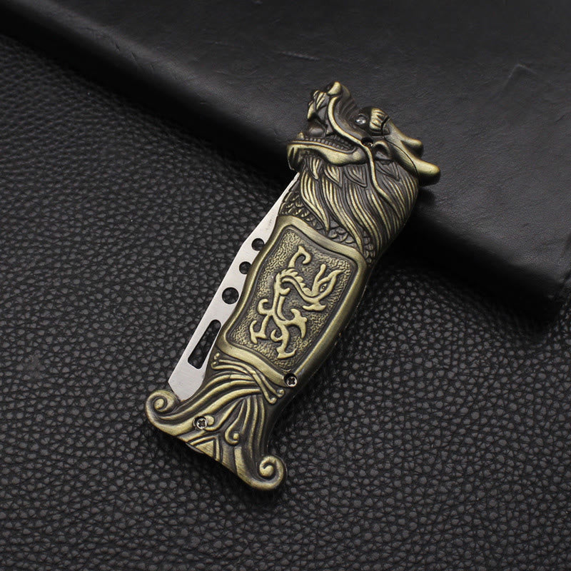 Antikes windfestes Butanfeuerzeug mit Drachenkopf-Relief - Bronze - image 5