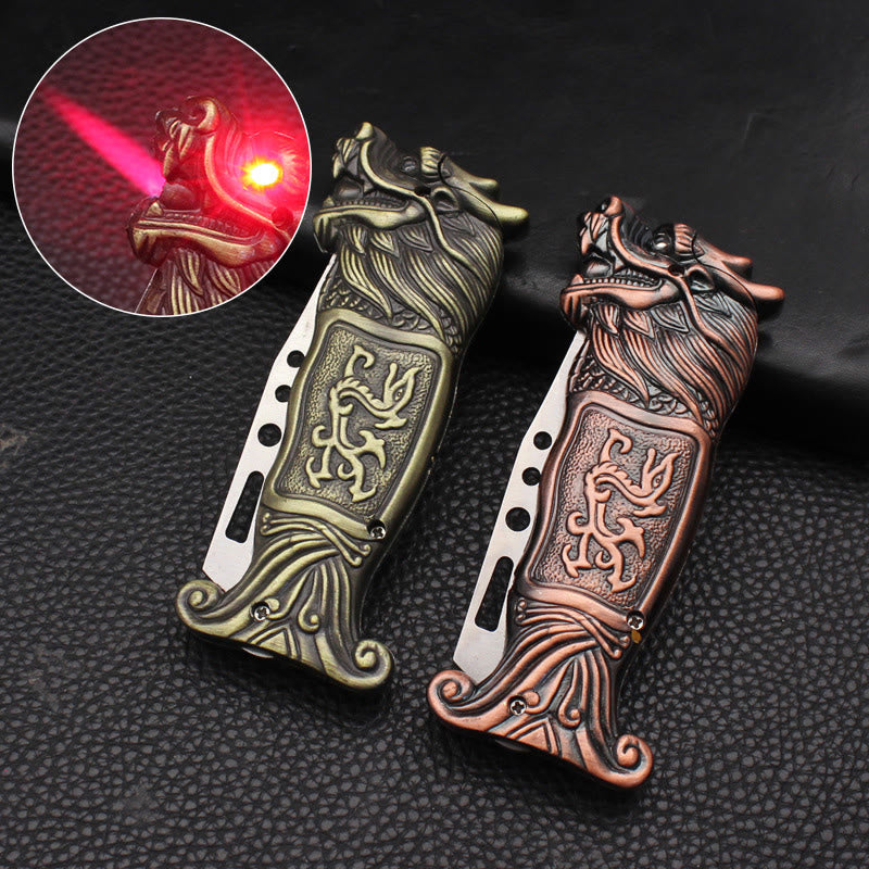 Antikes windfestes Butanfeuerzeug mit Drachenkopf-Relief - image 0