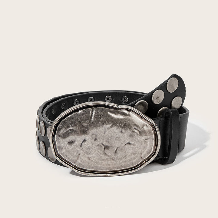 Rock Hammered Buckle Punk-inspirierter, nietenbesetzter Ledergürtel - Schwarz - 40 - image 0