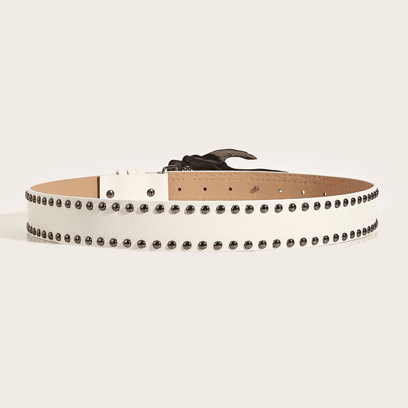 Ledergürtel mit gotischem Skelett-, Krallen- und Totenkopf-Nieten - image 7