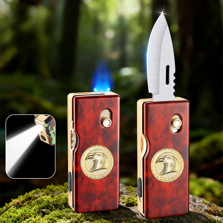 2-in-1 Golden Horse Relief Lighting Klappmesser Feuerzeug - Adler - image 3