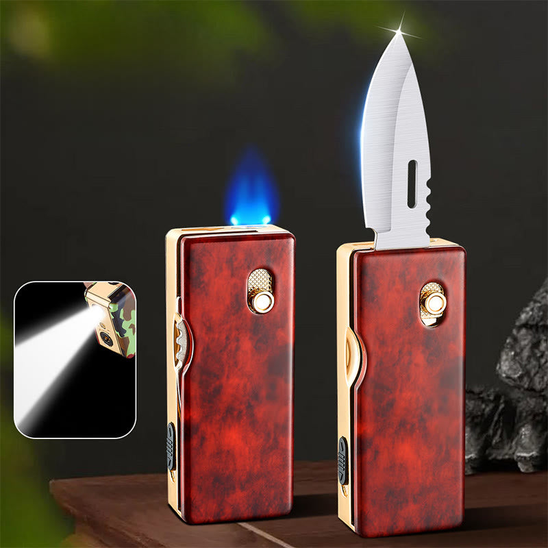 2-in-1 Golden Horse Relief Lighting Klappmesser Feuerzeug - Rot - image 8