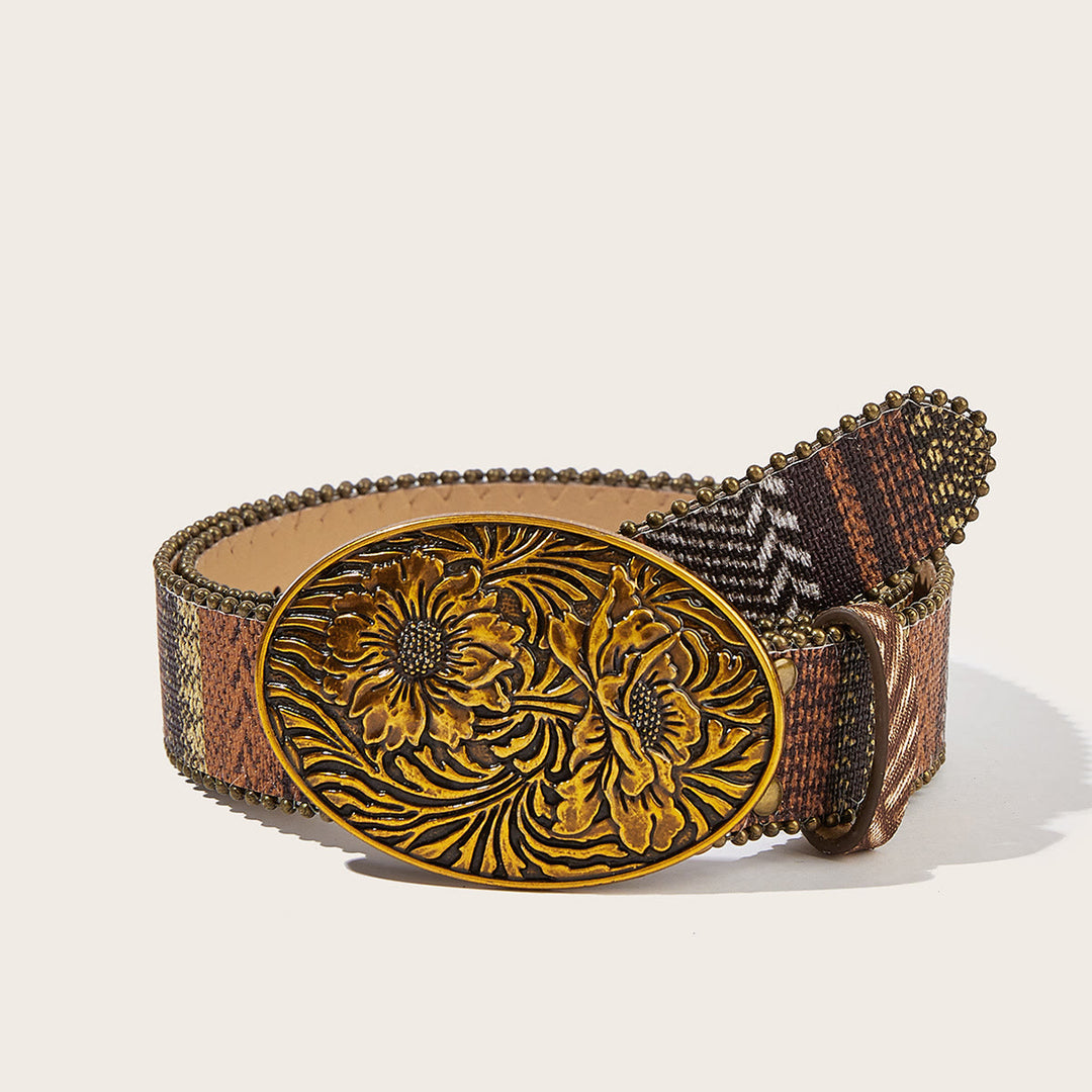 Western Romantischer Gürtel mit ovaler Rosenschnalle und geflochtenem Design - Stil Nr. 3 - 40 - image 4