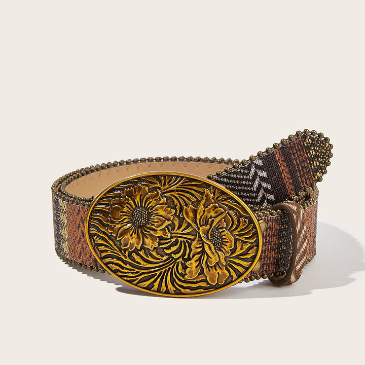 Western Romantischer Gürtel mit ovaler Rosenschnalle und geflochtenem Design - Stil Nr. 3 - 40 - image 4