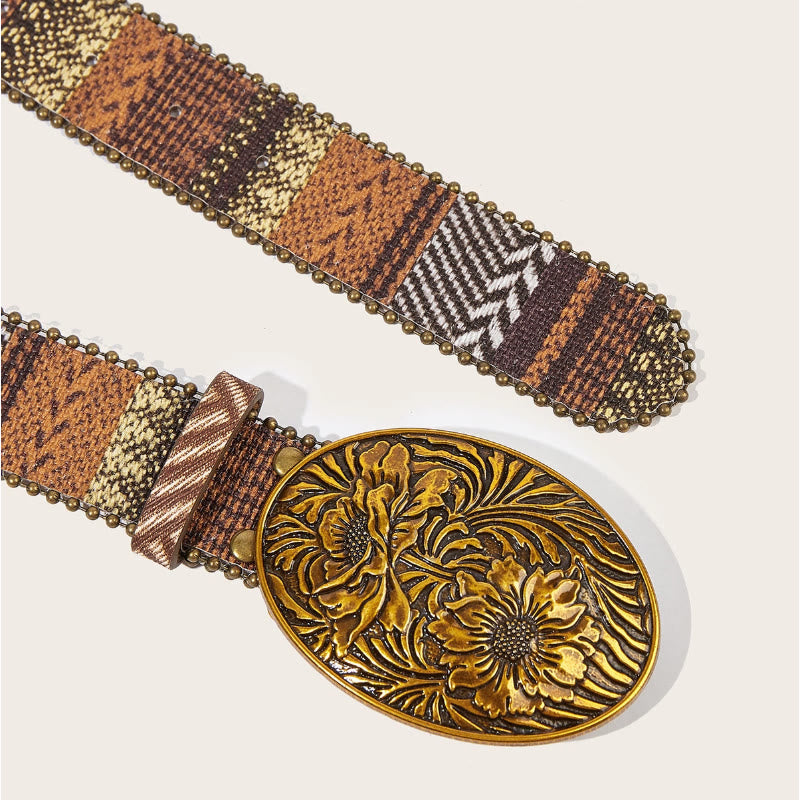 Western Romantischer Gürtel mit ovaler Rosenschnalle und geflochtenem Design - image 5