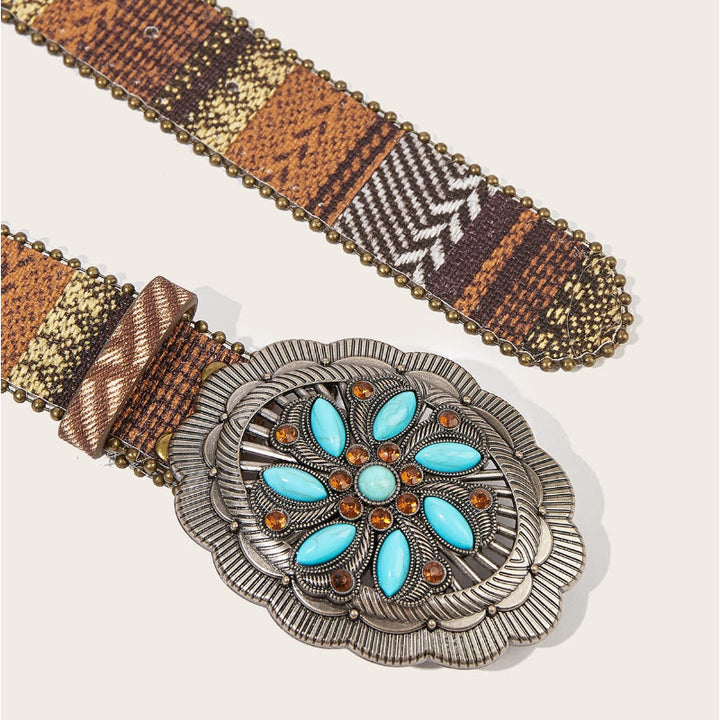 Western Romantischer Gürtel mit ovaler Rosenschnalle und geflochtenem Design - image 7