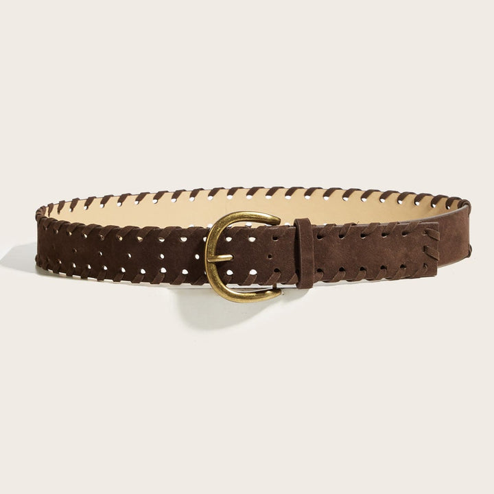 Vintage-Herrengürtel aus braunem Leder mit Messing-Dornschnalle - image 2