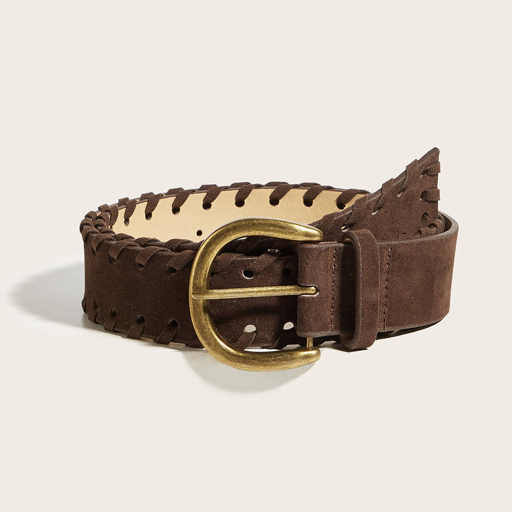 Vintage-Herrengürtel aus braunem Leder mit Messing-Dornschnalle - Braun - 34 - image 0