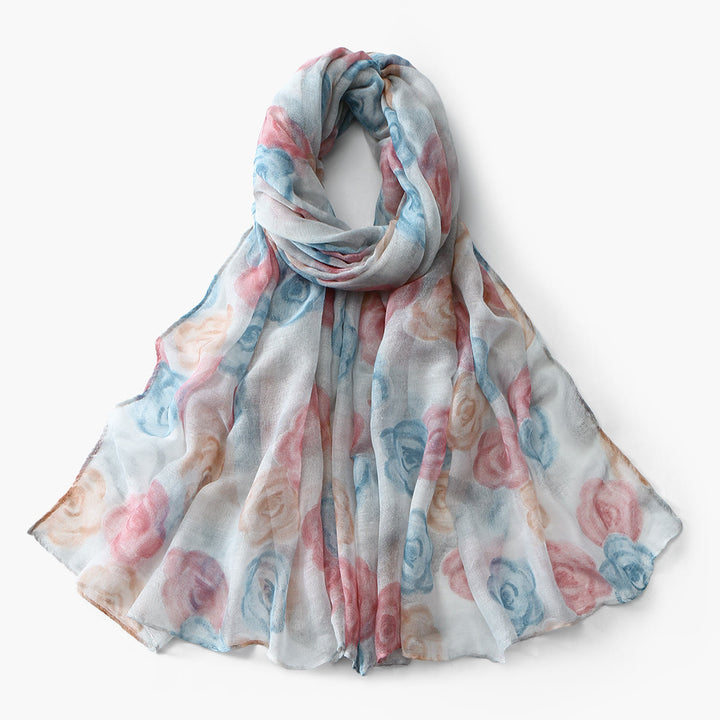 Sommer-Sonnenschutzschal mit Blumenmuster für Damen - Blau - image 2
