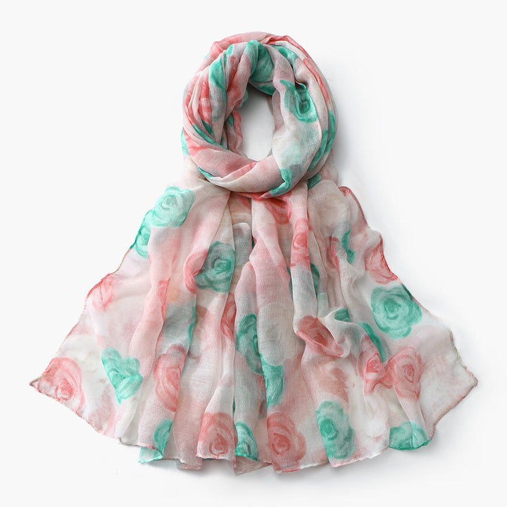 Sommer-Sonnenschutzschal mit Blumenmuster für Damen - Rosa - image 5
