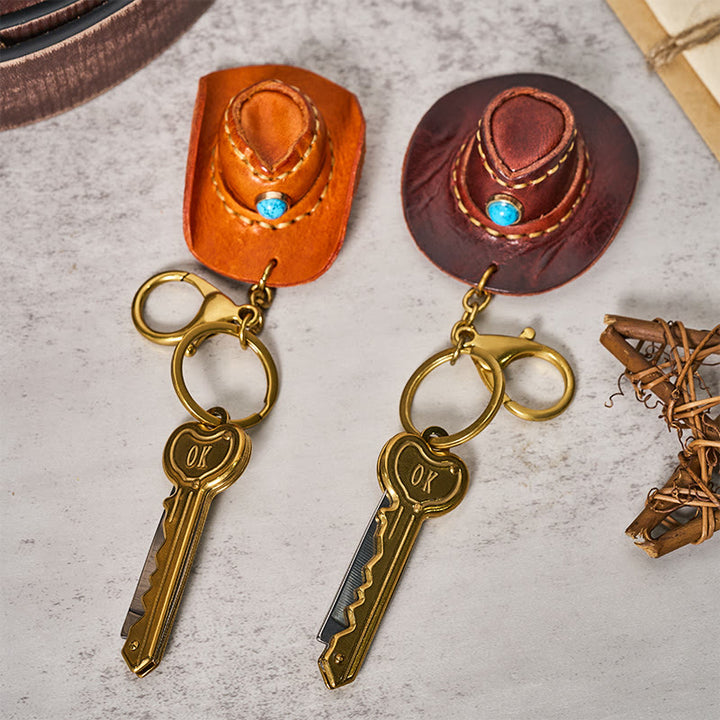 Western-Retro-Cowboyhut-Anhänger, Klappmesser-Schlüsselanhänger - image 0