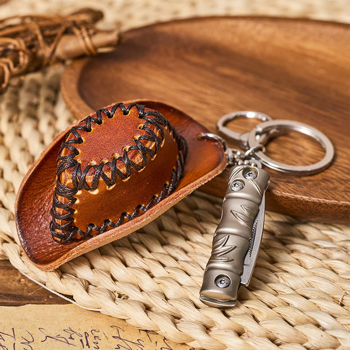 Western-Klappmesser aus Silber, Cowboyhut-Anhänger, Schlüsselanhänger - image 5