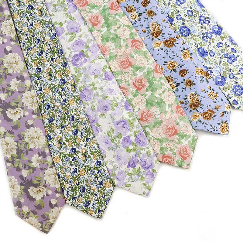 Elegante Herren-Krawatte aus Baumwolle im Vintage-Stil mit Blumenmuster - image 1