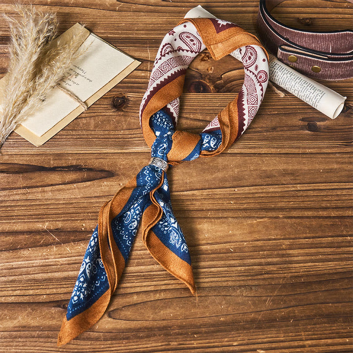 Retro-Einstecktuch mit kontrastierendem Cashew-Muster und Blumenschnalle - Stil Nr. 1 - image 0