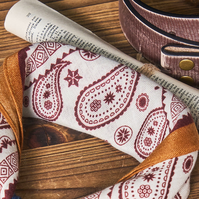 Retro-Einstecktuch mit kontrastierendem Cashew-Muster und Blumenschnalle - image 5