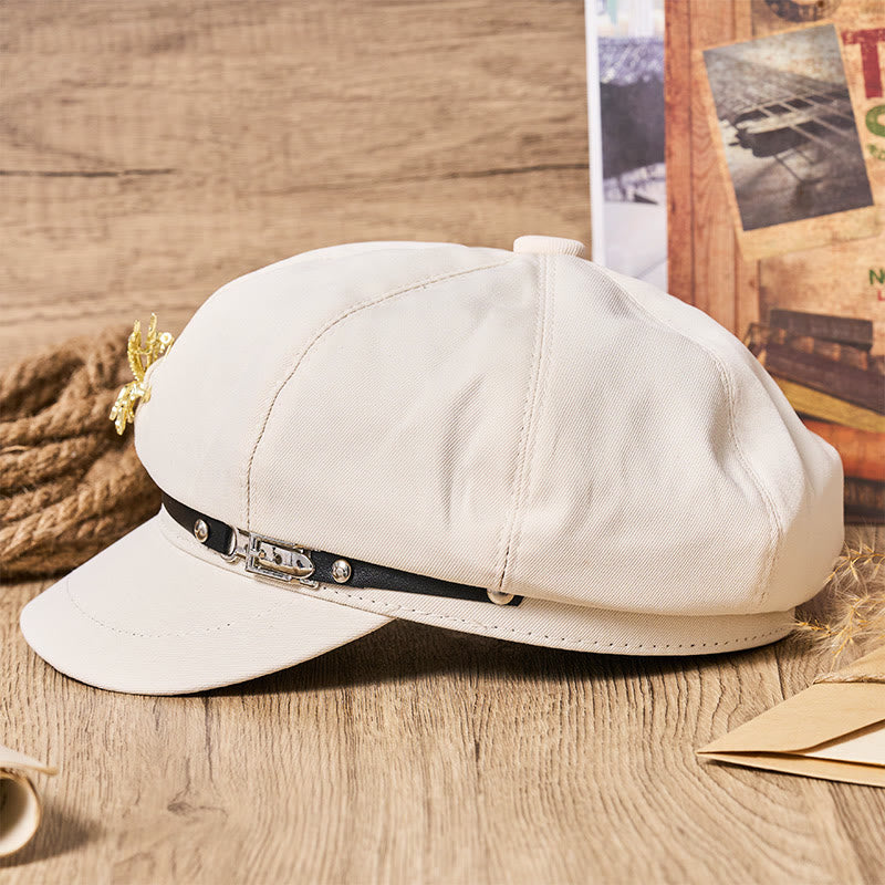 Damen-Retro-Barettmütze mit goldenem Pegasus und Metallschnalle - image 4