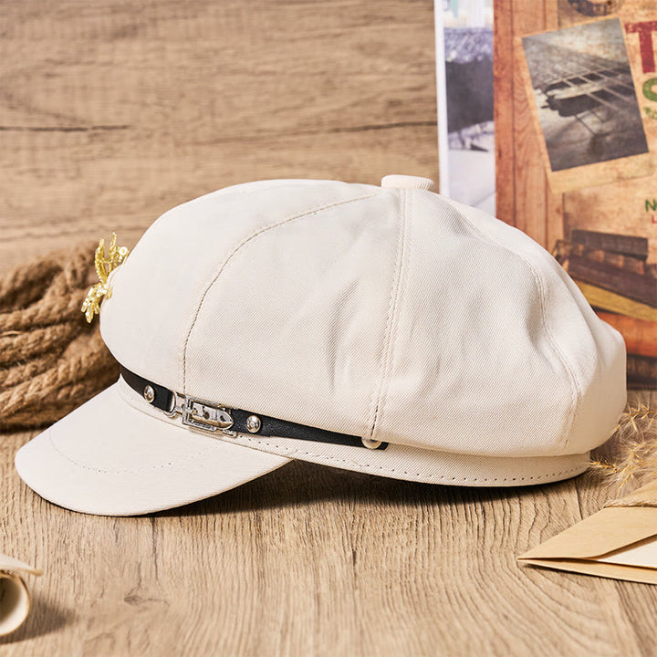 Damen-Retro-Barettmütze mit goldenem Pegasus und Metallschnalle - image 4