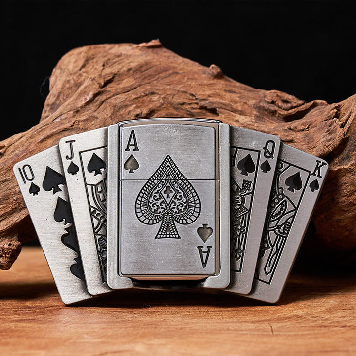 Herren-Ledergürtel „Poker Flush“ zum Selbermachen mit verstecktem Feuerzeug - Poker - Ohne Gürtel - Nicht im Lieferumfang enthalten: Gürtel - image 0