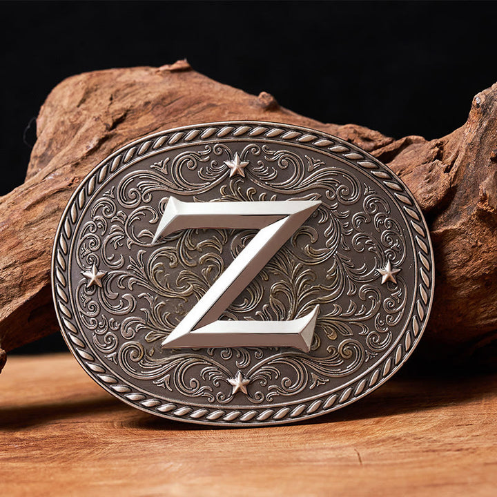 Zeitloser Herren-Ledergürtel mit DIY-Anfangsbuchstaben-Silberschnalle - Z - Ohne Gürtel - image 27