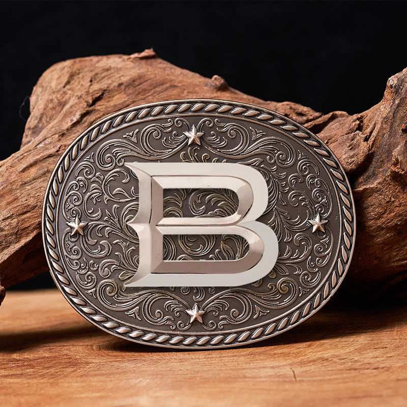 Zeitloser Herren-Ledergürtel mit DIY-Anfangsbuchstaben-Silberschnalle - B - Ohne Gürtel - image 4